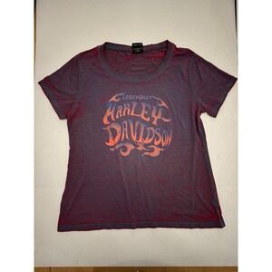 Harley Davidson Women's Top Size XL V Neck Purple Red Laconia New Hampshire